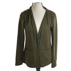 Merona Zip Front Cardigan Womens Size S Olive Green Long Sleeve Lightweight